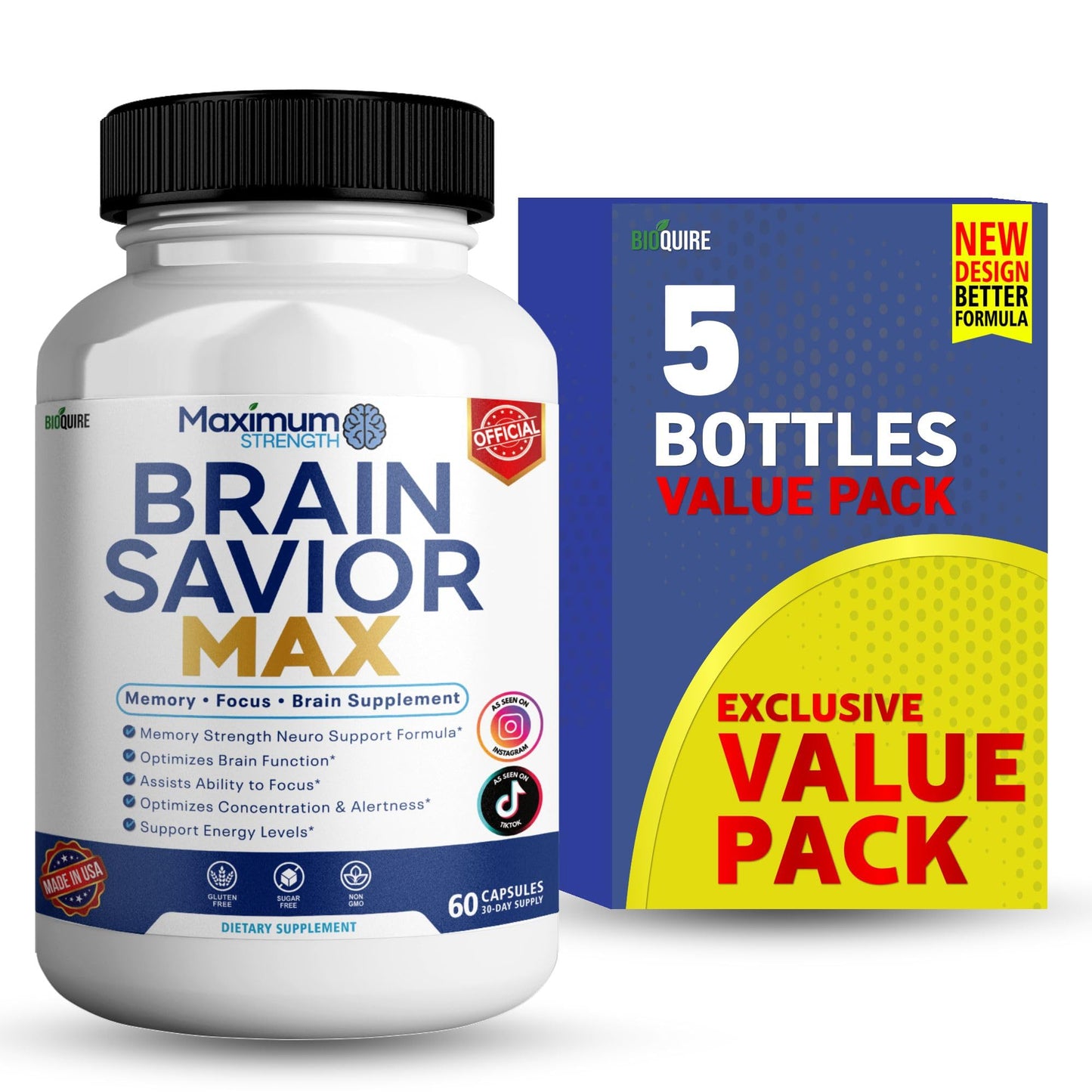 BIOQUIRE Brain Savior Max Memory Supplement 60 Capsules