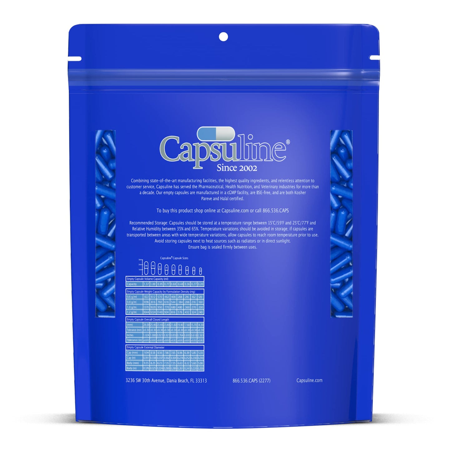 Capsuline Blue Size 0 Empty Gelatin Capsules, 10,000 Count