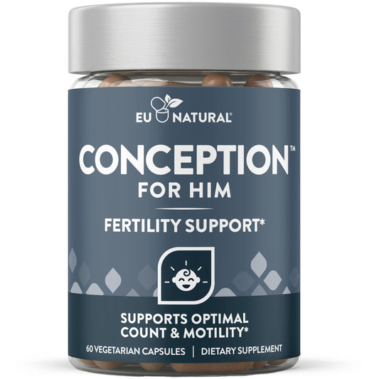 Eu Natural Conception for Him Male Fertility Supplements with Ashwagandha, Folate & Zinc, Sperm Count, Motility & Strength Support, Capsules, 60 Count