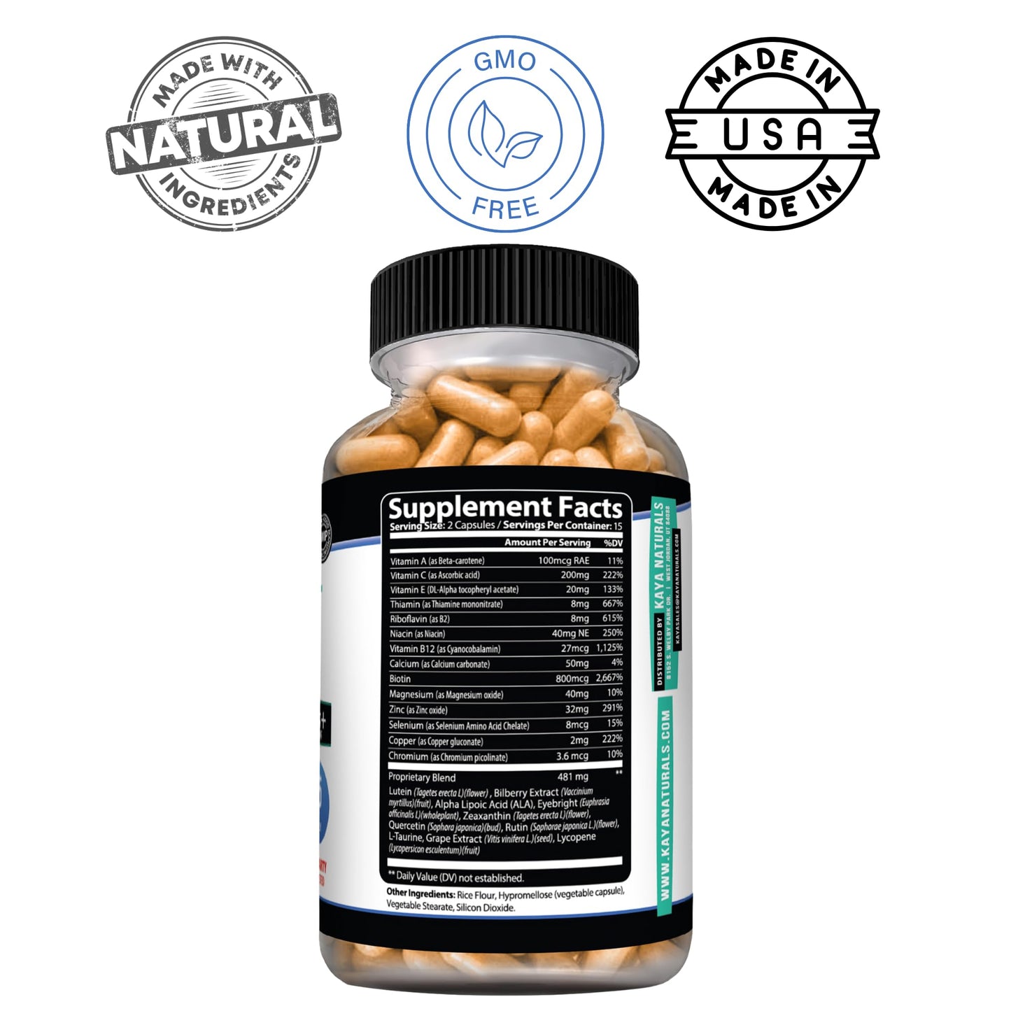 Kaya Naturals Eye Health Supplement Capsules 30 Count