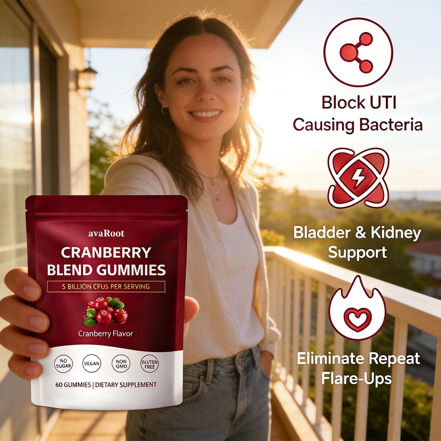 neurocept avaRoot Cranberry Mixed Gummies Probiotics + Vitamin C, 60 Gummies