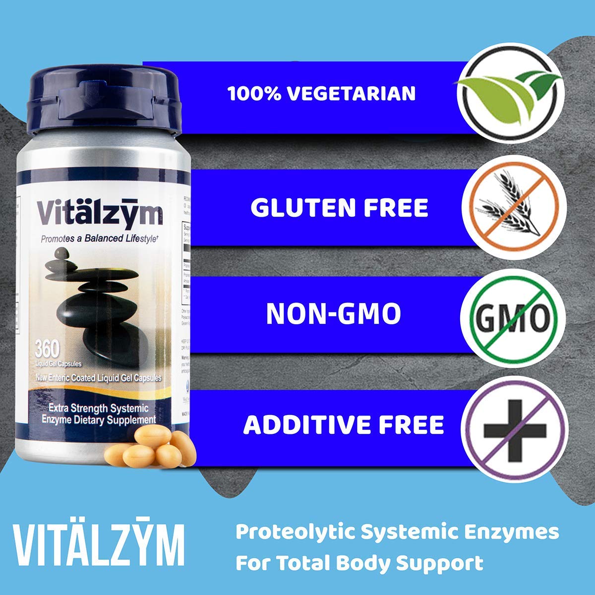 VITÄLZYM Proteolytic Systemic Enzymes Capsules 360