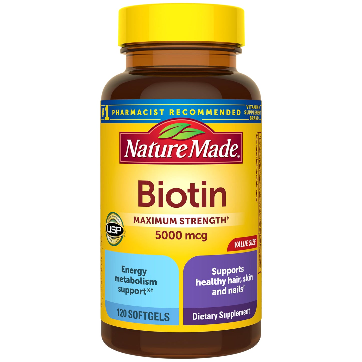 Nature Made Maximum Strength Biotin 5000 mcg Softgel, 120 Count