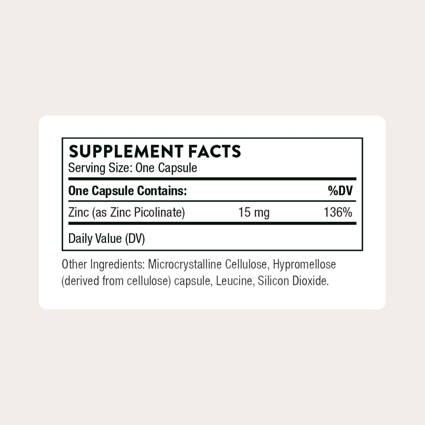 THORNE Zinc Picolinate 15 mg Capsules, 60 Count