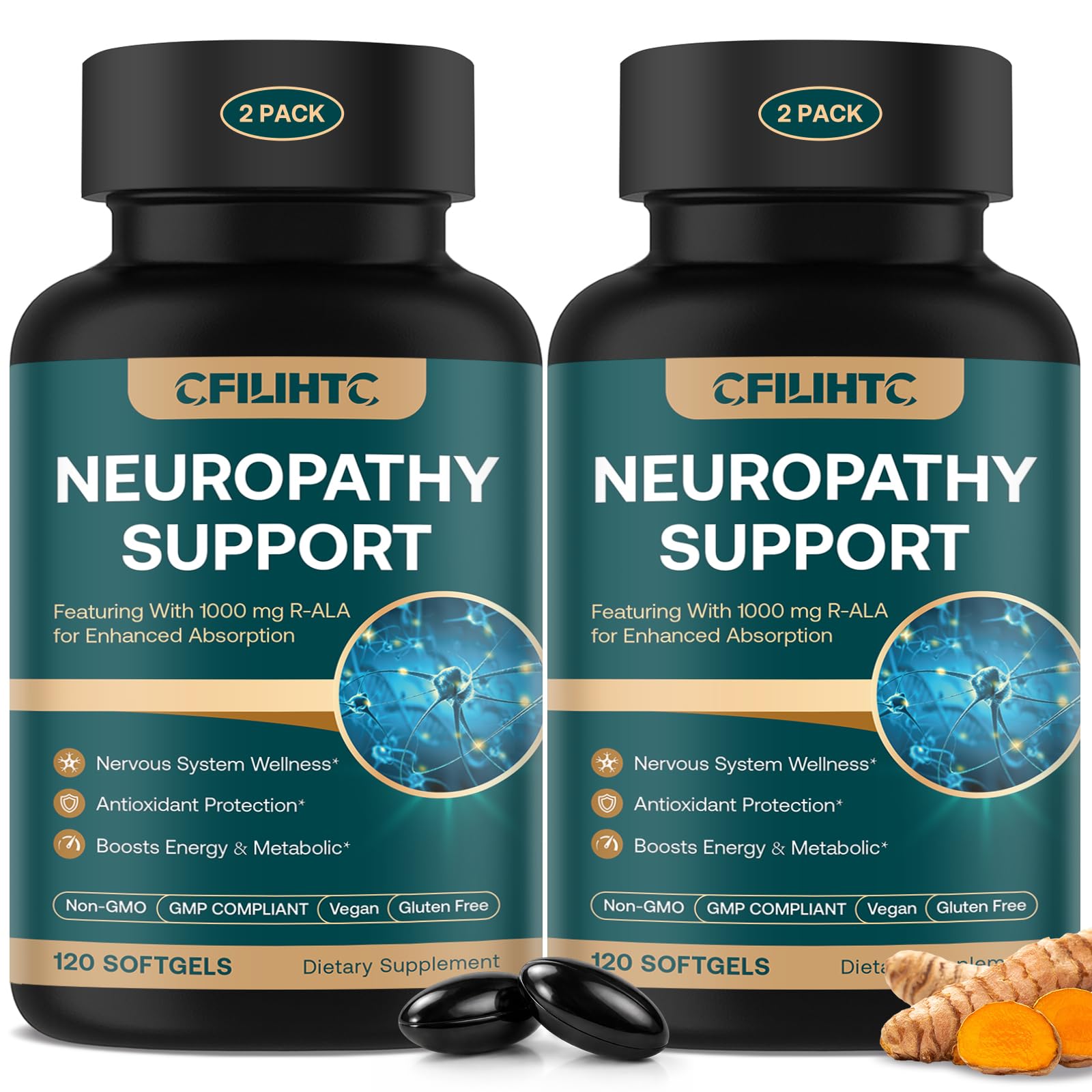 CFILIHTC Neuropathy Supplements Alpha Lipoic Acid with R-Alpha Lipoic Acid, Benfotiamine, NAC & B-Complex for Nerve Health, Antioxidant & Cellular Energy - Vegan Capsules 240