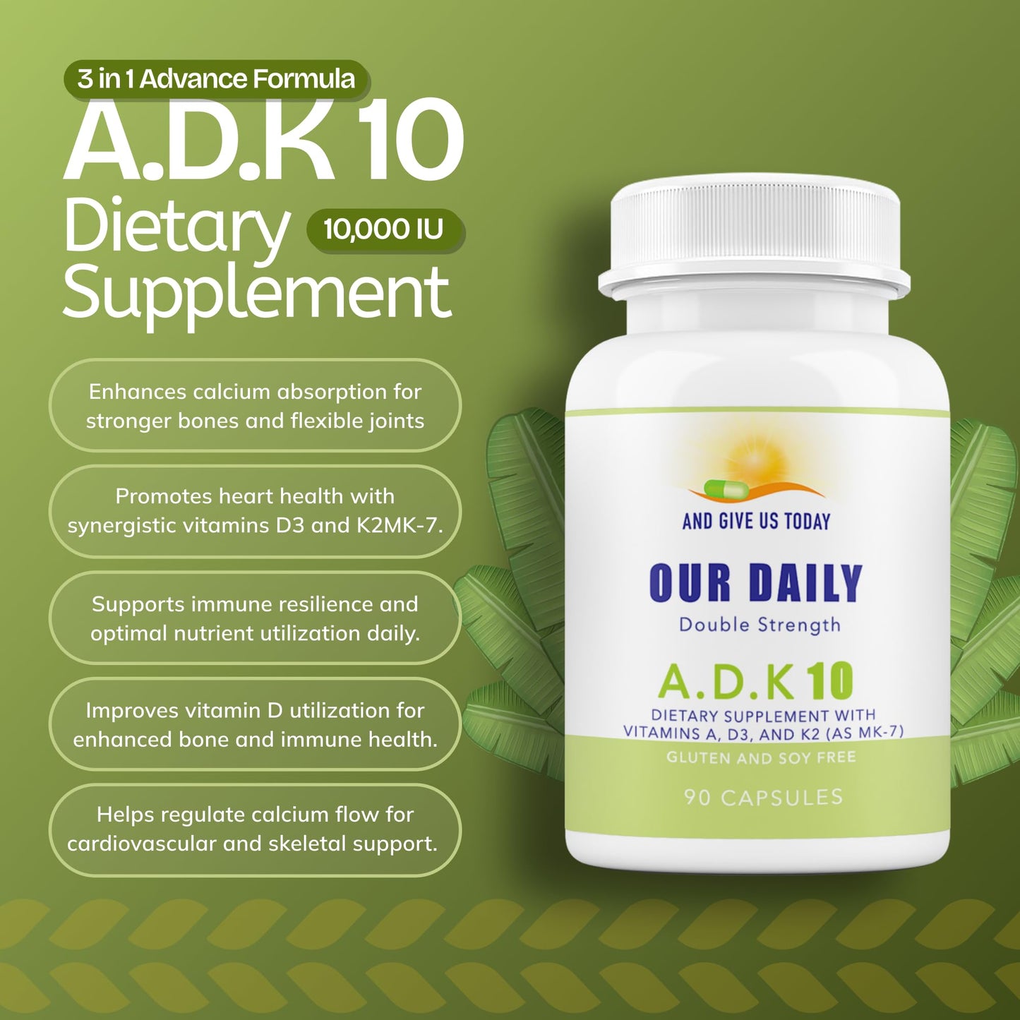AND GIVE US TODAY OUR DAILY Daily Vites ADK 10 Vitamin Supplement Capsules 180