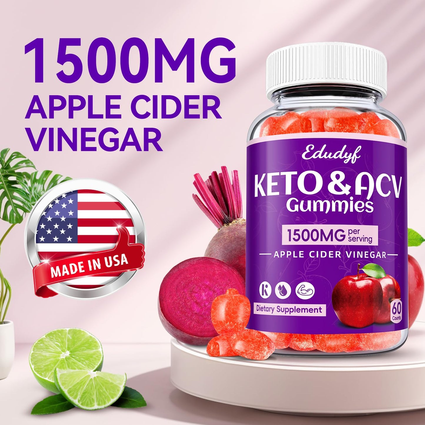 EDUDYF Keto ACV Gummies 60 Count
