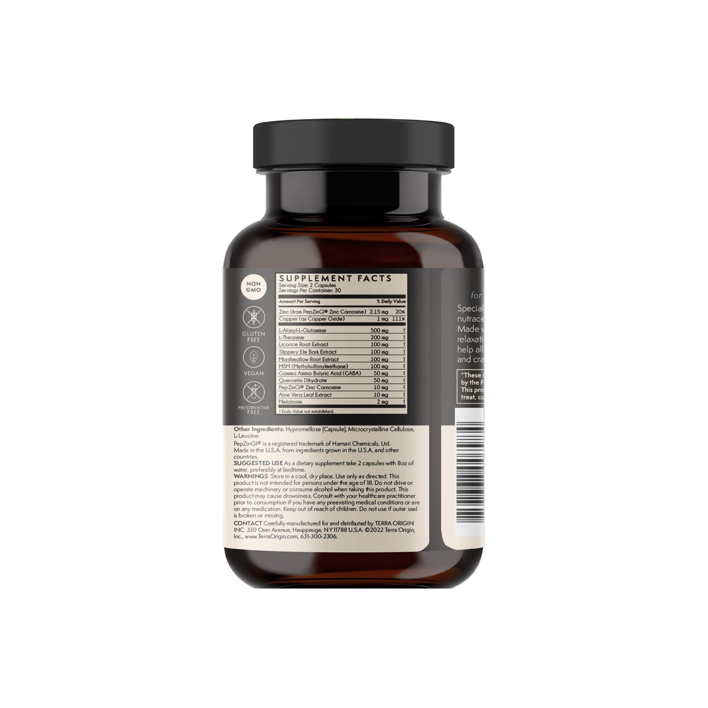 TERRA ORIGIN Healthy Gut Reset PM Veggie Capsules, 60 Count