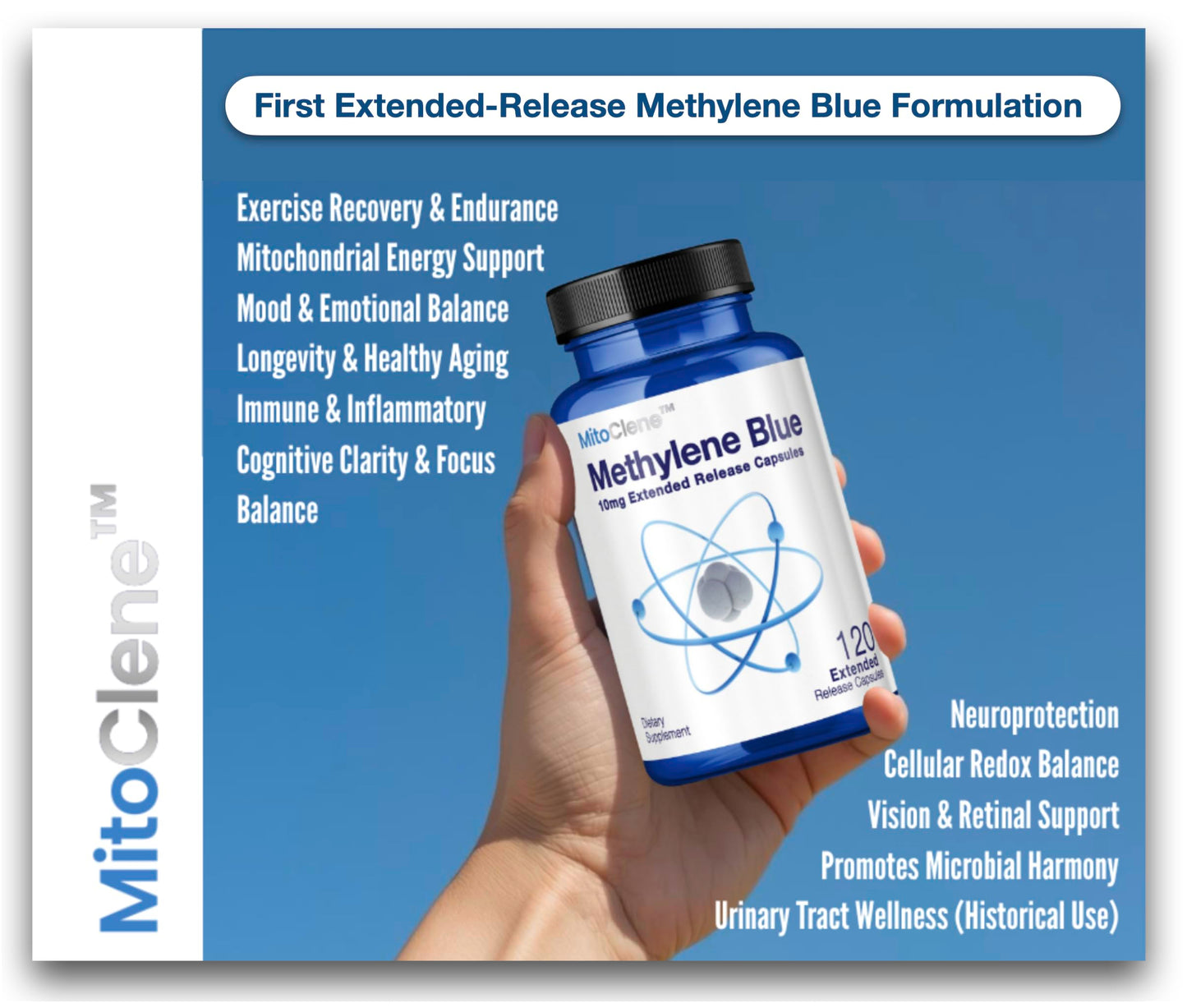 CELCLENE MitoClene 120 Extended-Release Methylene Blue Capsules 10mg, 1 Count