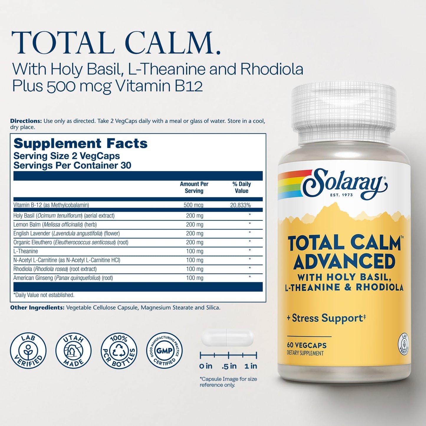 SOLARAY Total Calm Advanced Capsules, 60 Count