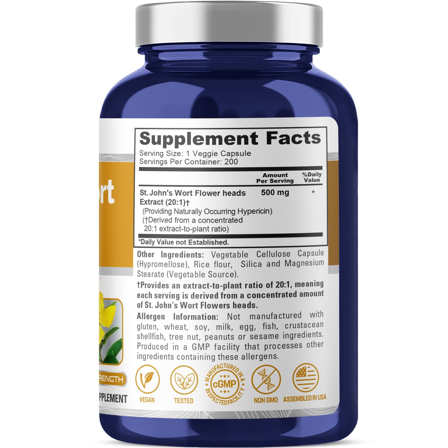 NusaPure St. John's Wort 500mg Capsule, 200 Capsules