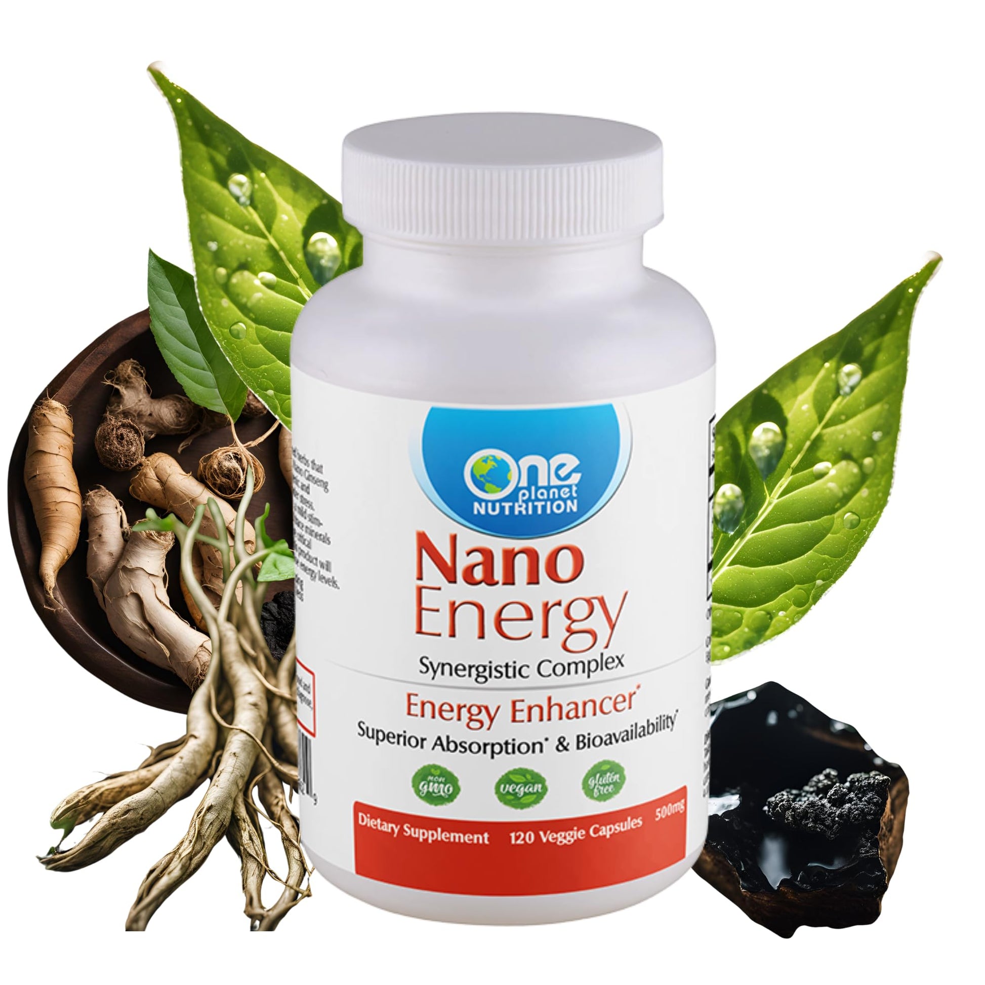One Planet Nutrition Nano Energy 500 mg Veggie Capsules, 1 Count