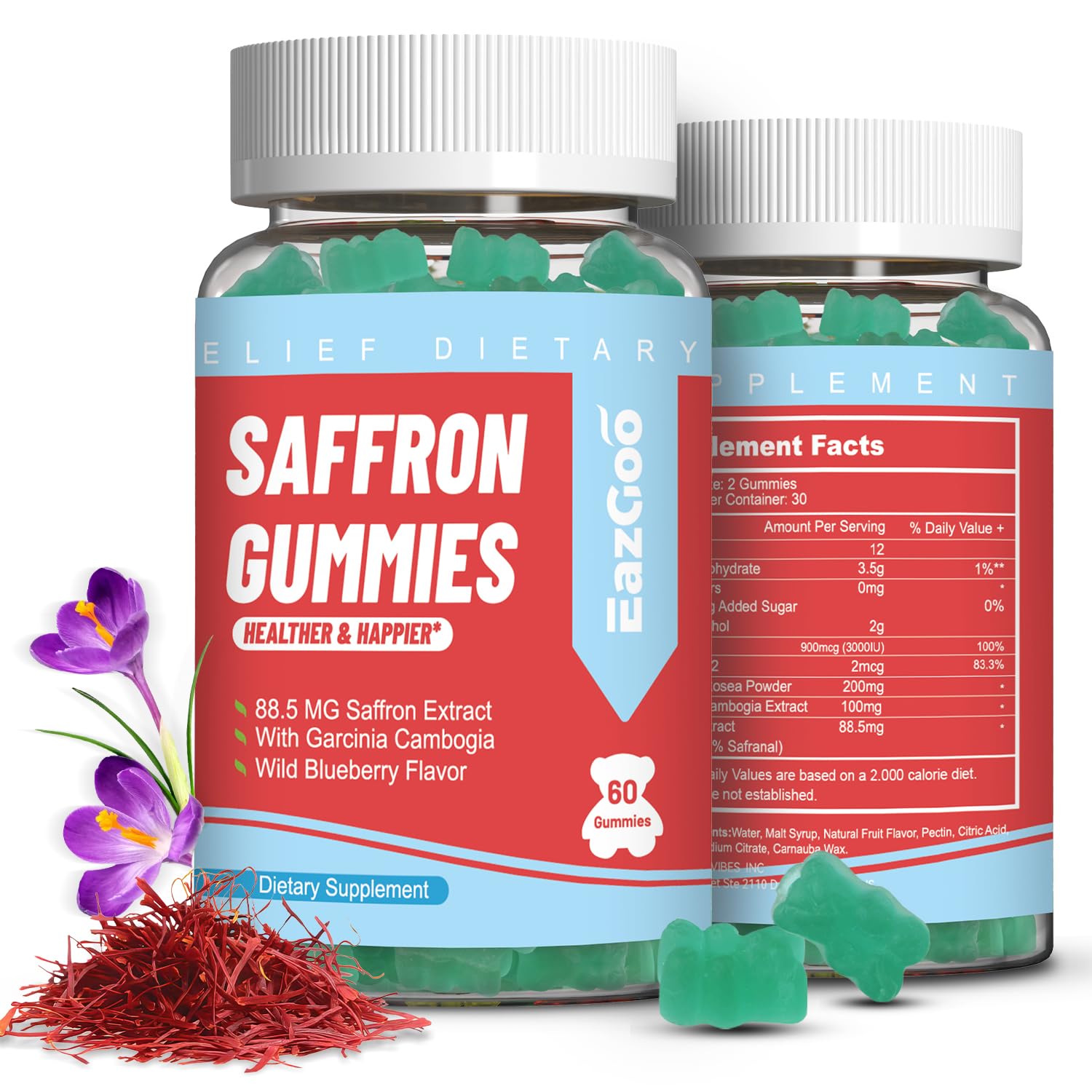 EAZGOO Saffron Supplements 120 Gummies