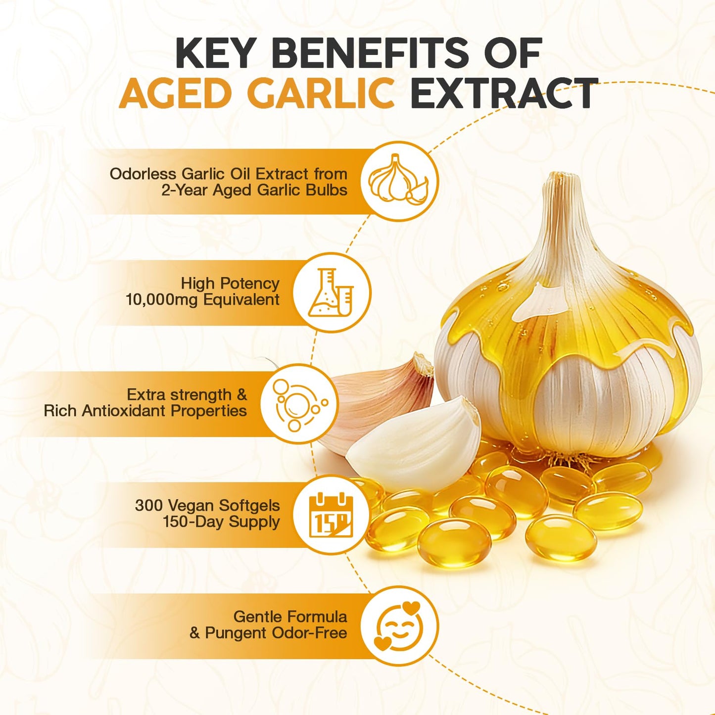MOSRAY Aged Garlic Extract 10,000mg Odorless Garlic Supplements Softgels, 300