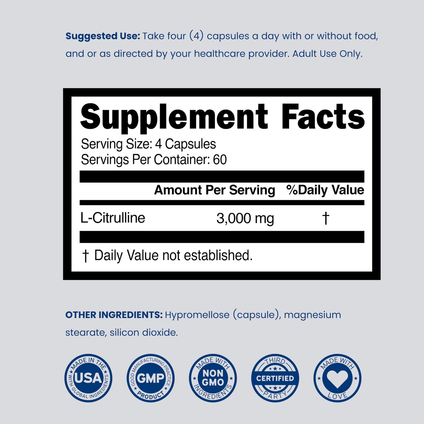 DORADO NUTRITION L-Citrulline 3000mg Capsules 240 Count