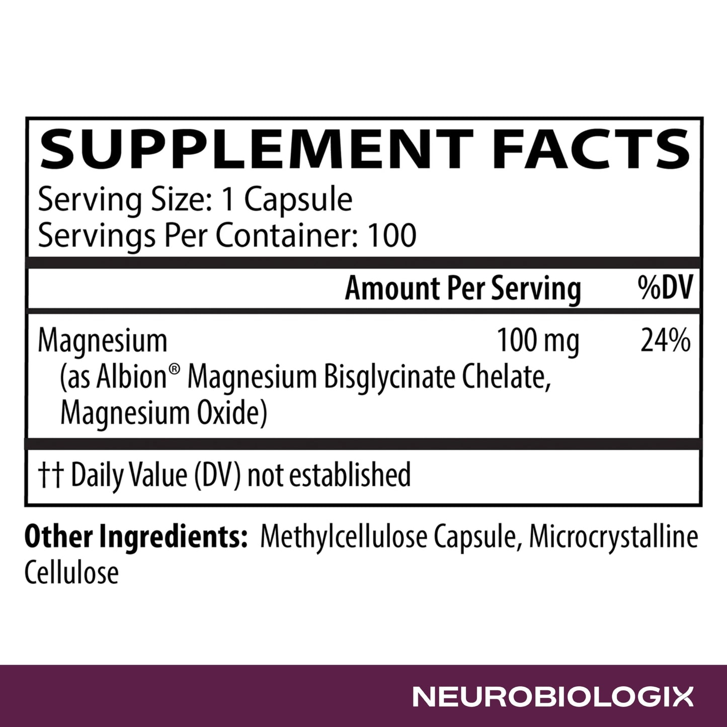 Neurobiologix Magnesium Glycinate Complex 100 Capsules