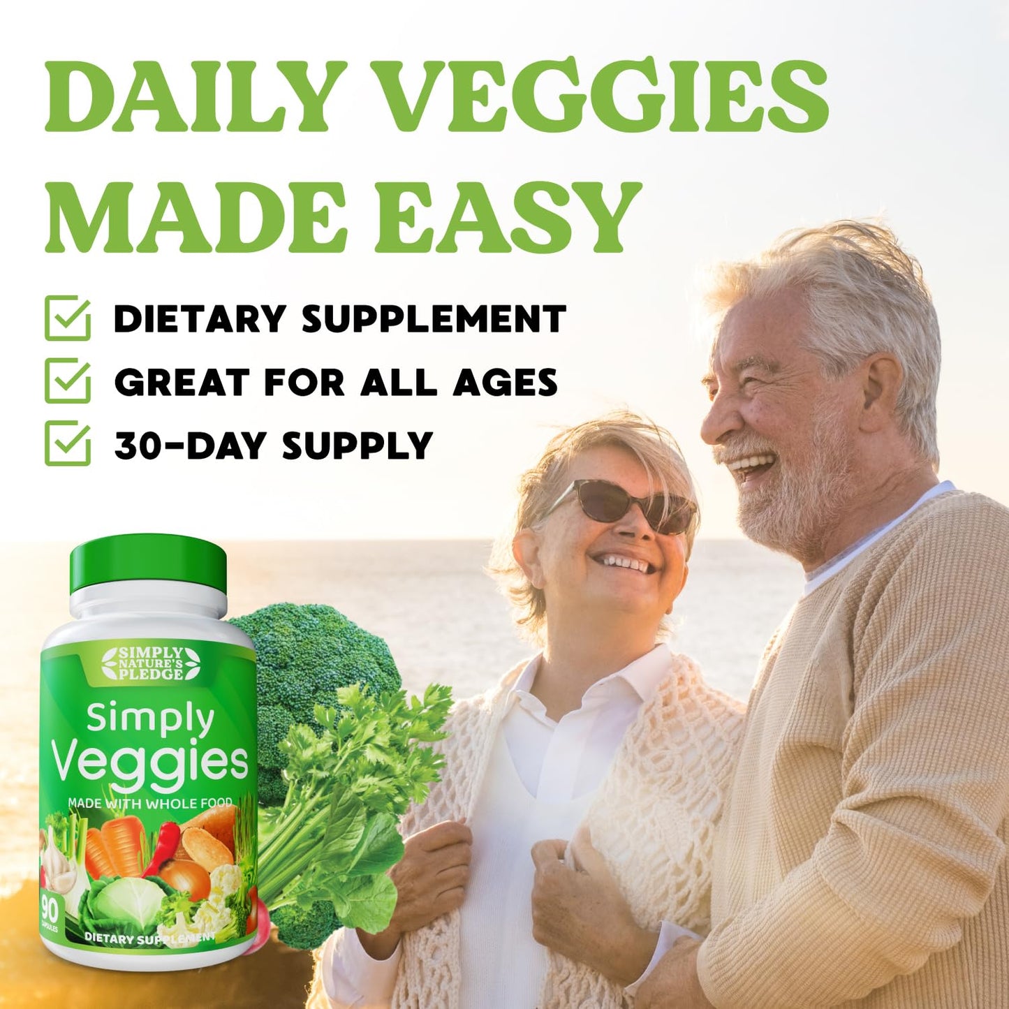 Simply Nature's Pledge Beta Carotene with 18 Vegetables Whole Food Blend Capsules, 90 Count