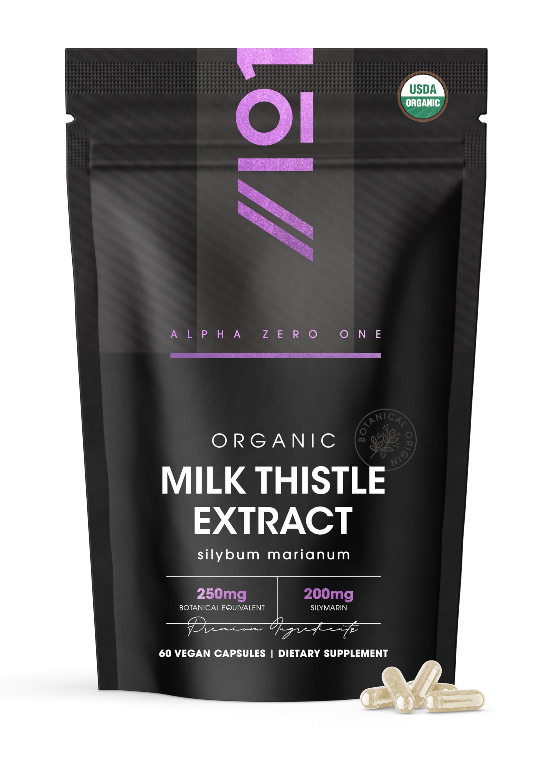 ALPHA01 Organic Milk Thistle Extract Capsules 60 Count