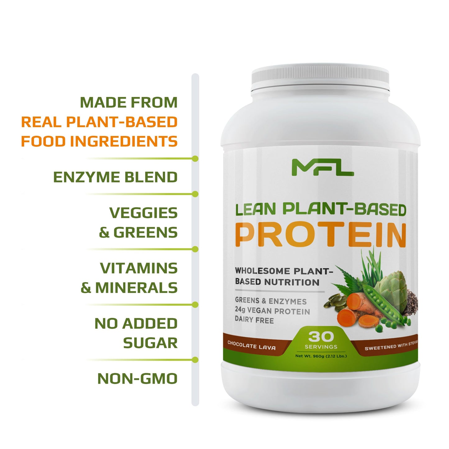 MUSCLE FOOD LABS MFL Vegan Plant-Based Protein Powder, 33.92 Servings, Chocolate Lava