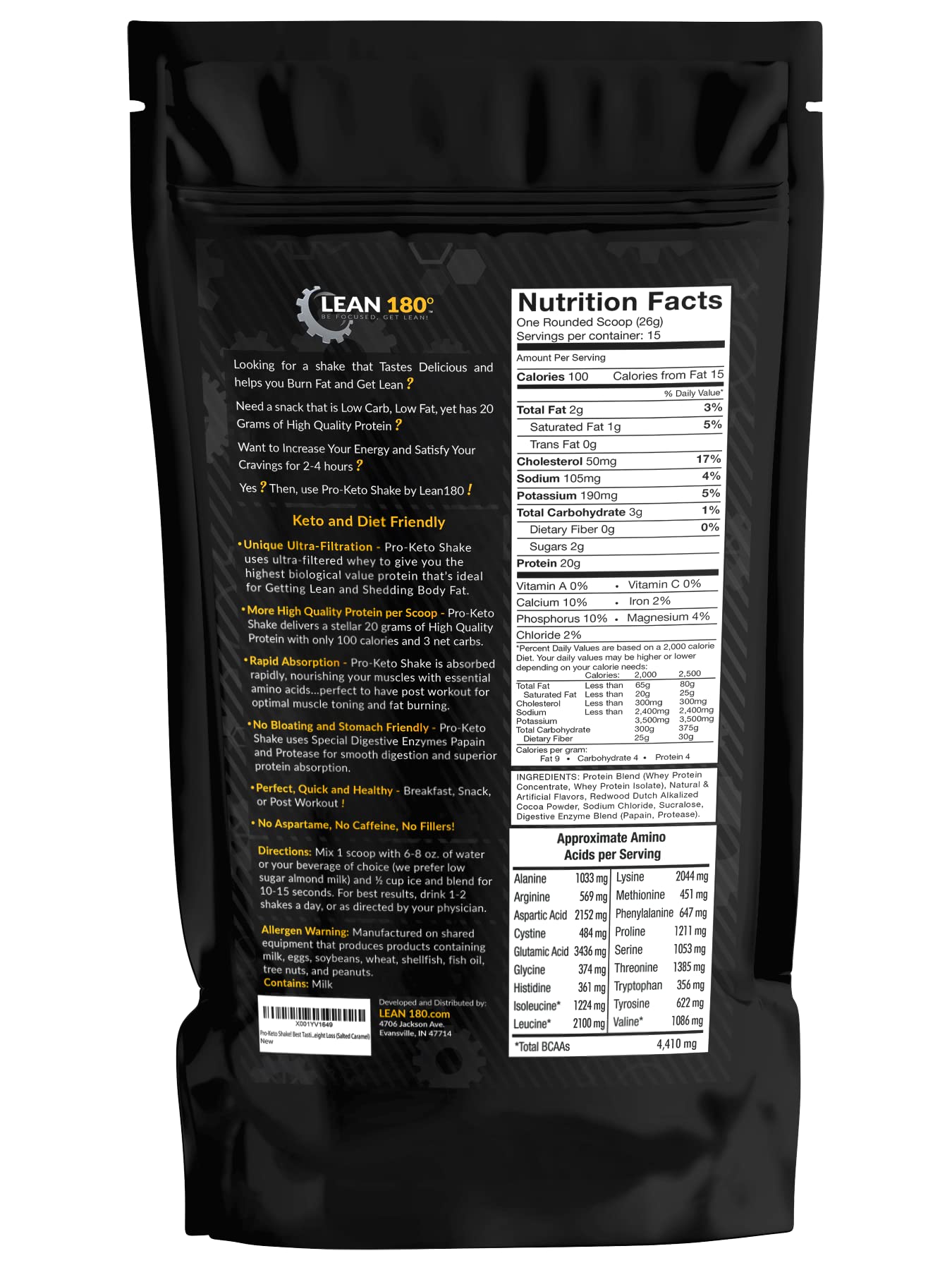 Lean 180 Pro Keto Shake Salted Caramel Powder 13.75 oz