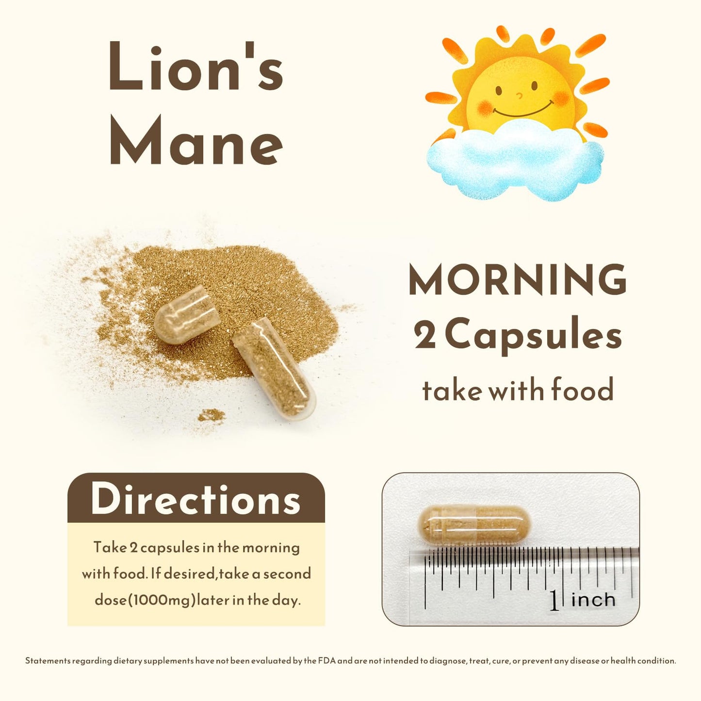 Bunkell Lion's Mane 1000mg Capsules, 120 Count
