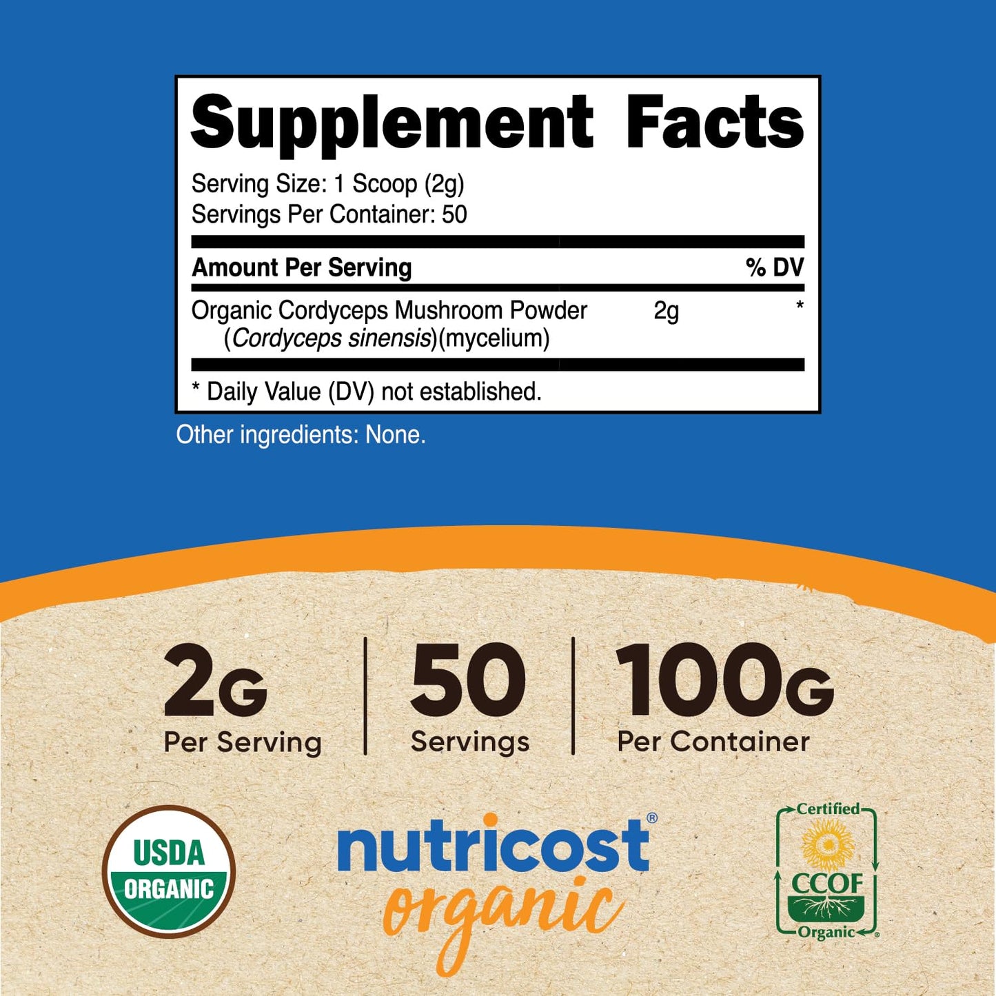 Nutricost Organic Cordyceps Powder 3.6 Ounce