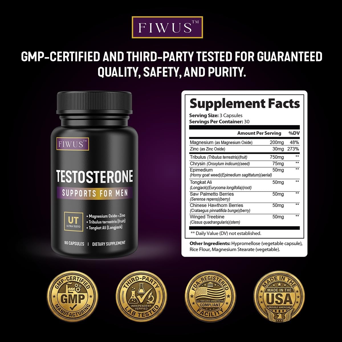 Fitness InspireWays FIWUS Testo Support Capsules, 90 Capsules