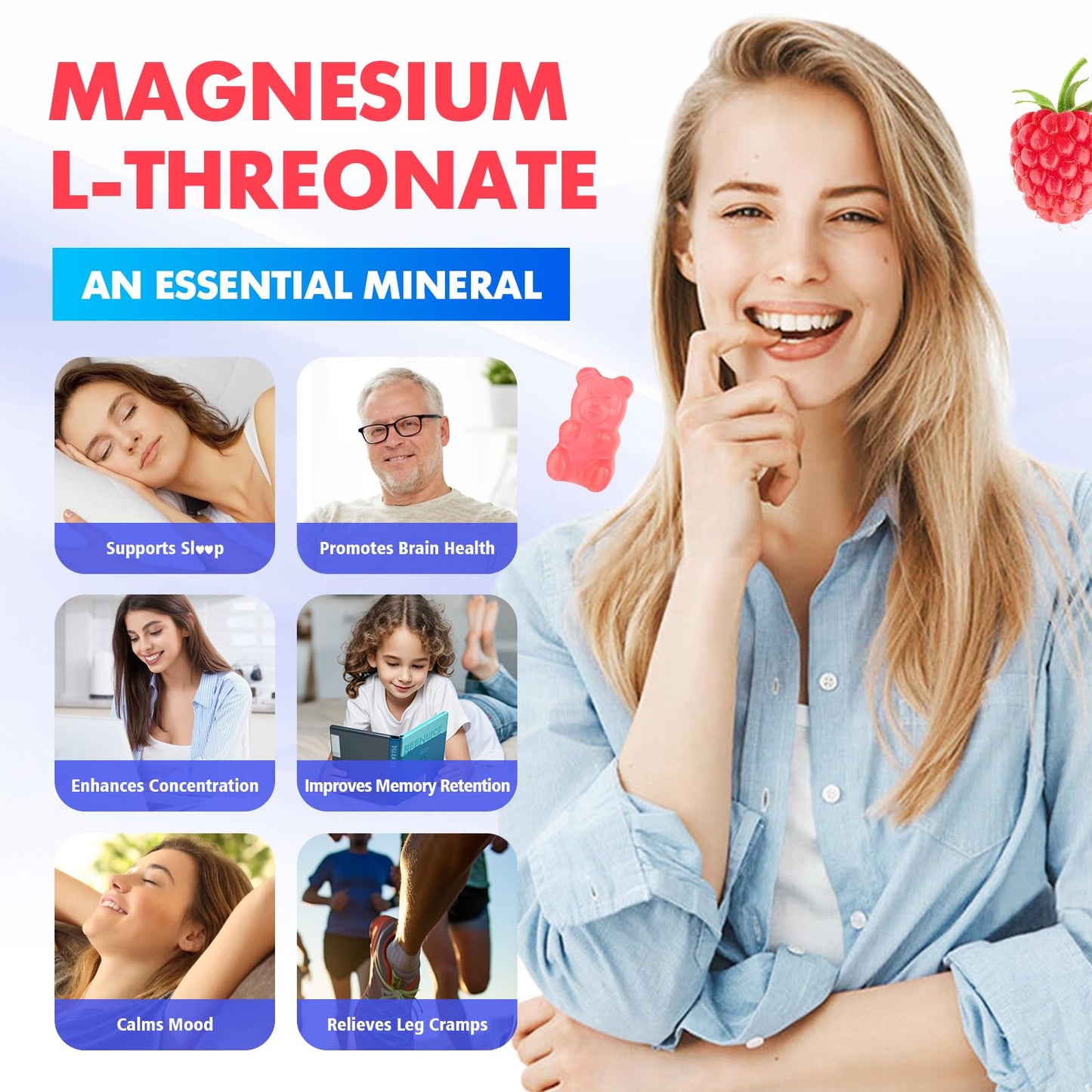 BVIVLOO Magnesium L-Threonate Gummy, 2-Pack