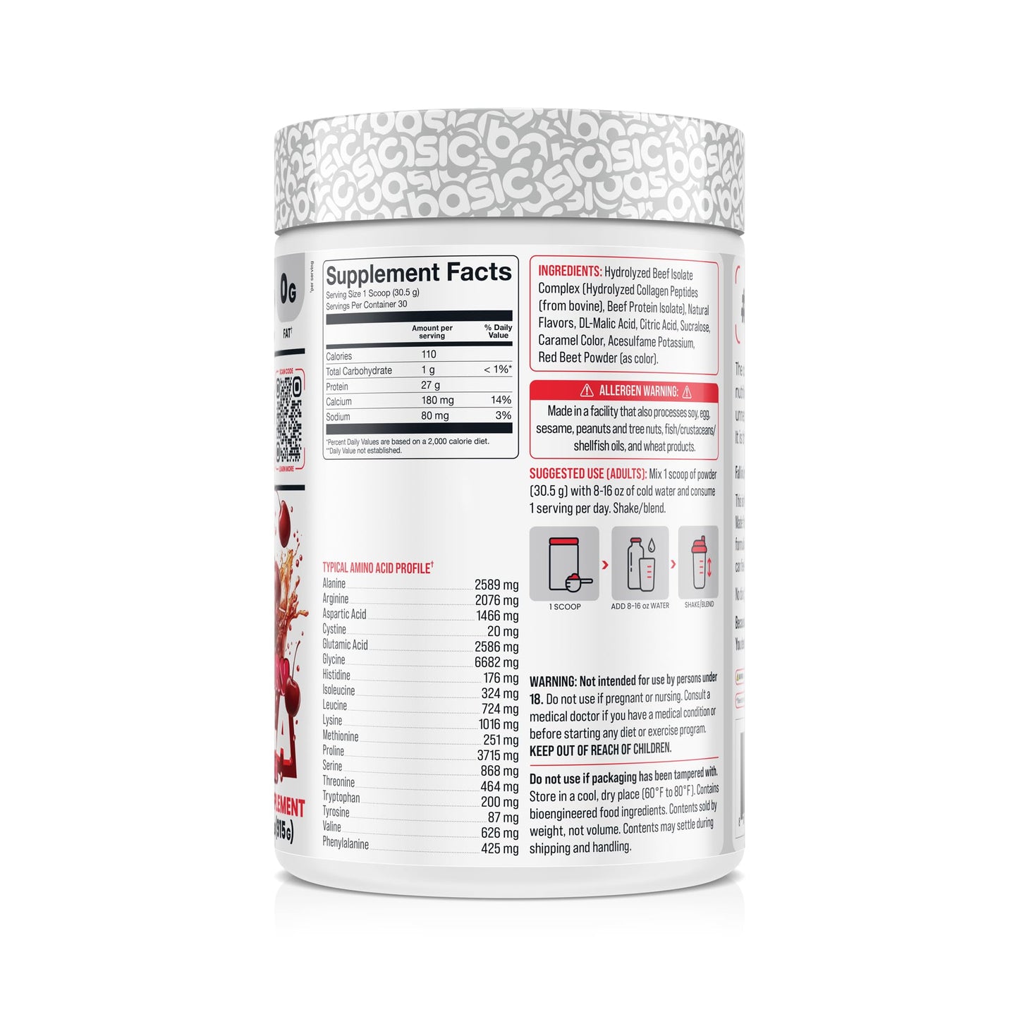 BASIC SUPPLEMENTS Hydrolyzed Clear Beef Isolate Protein Powder, 2.02 Pound (Pack of 1)