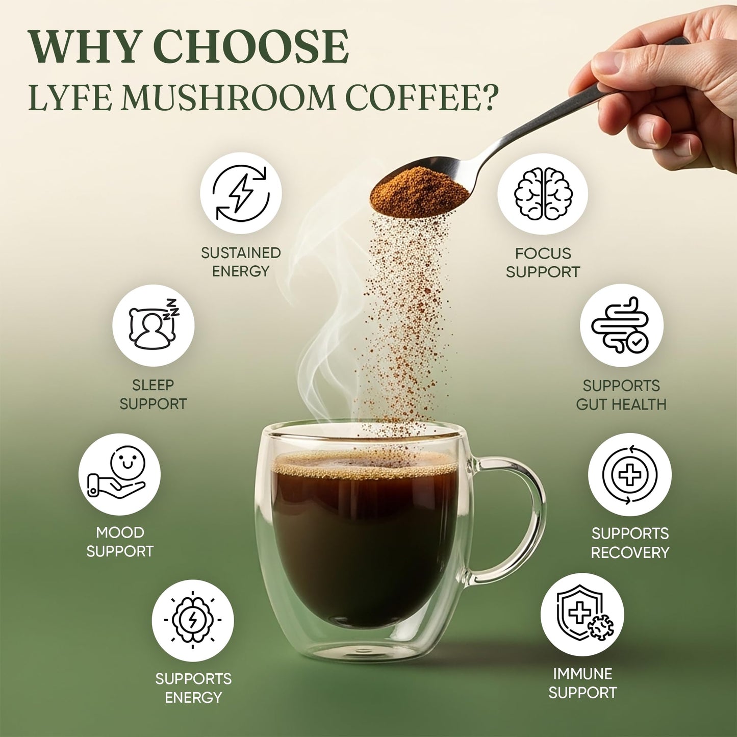 LYFE Organic Instant Mushroom Coffee Powder 8.47 oz