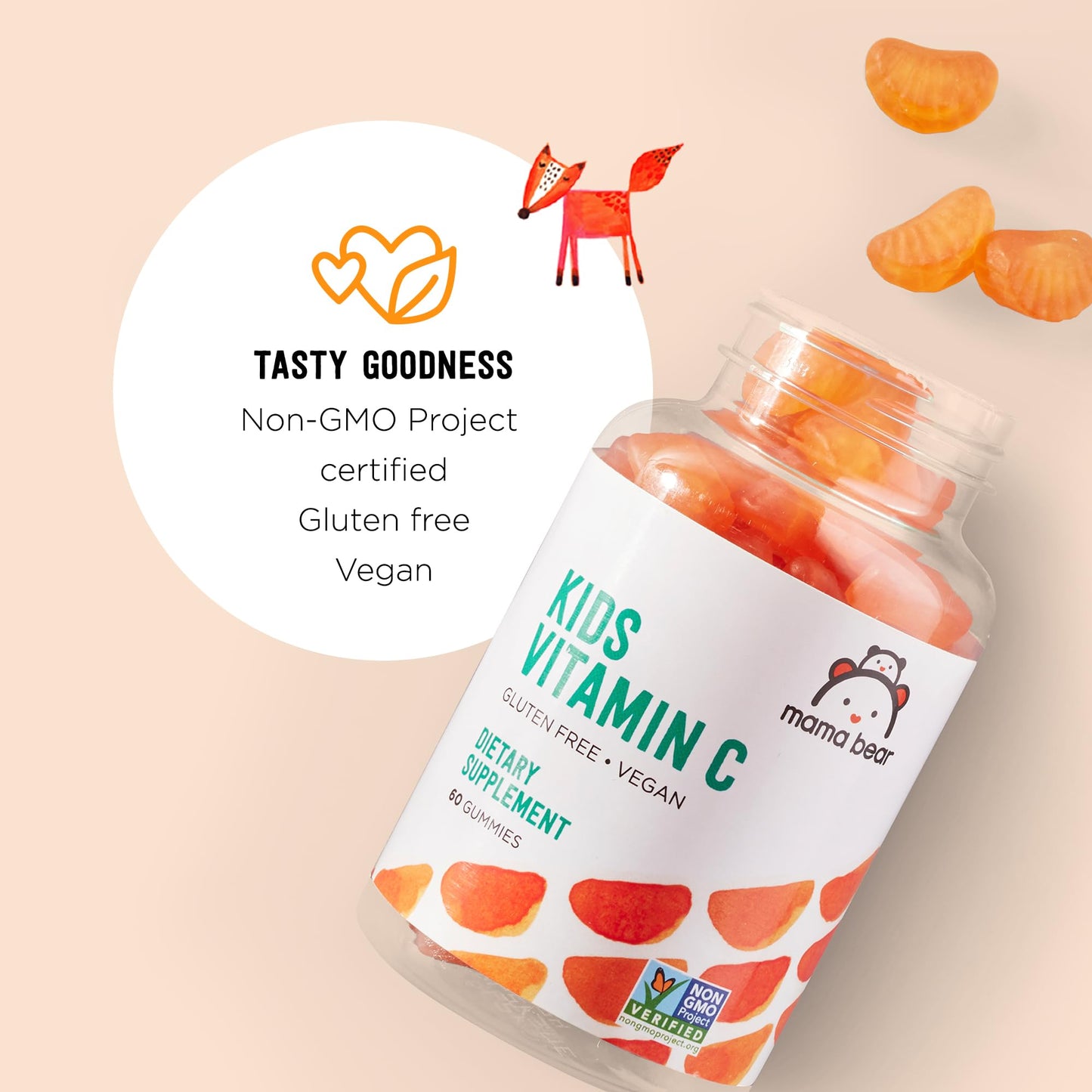 Mama Bear Vegan Kids Vitamin C Gummy, 60 Count
