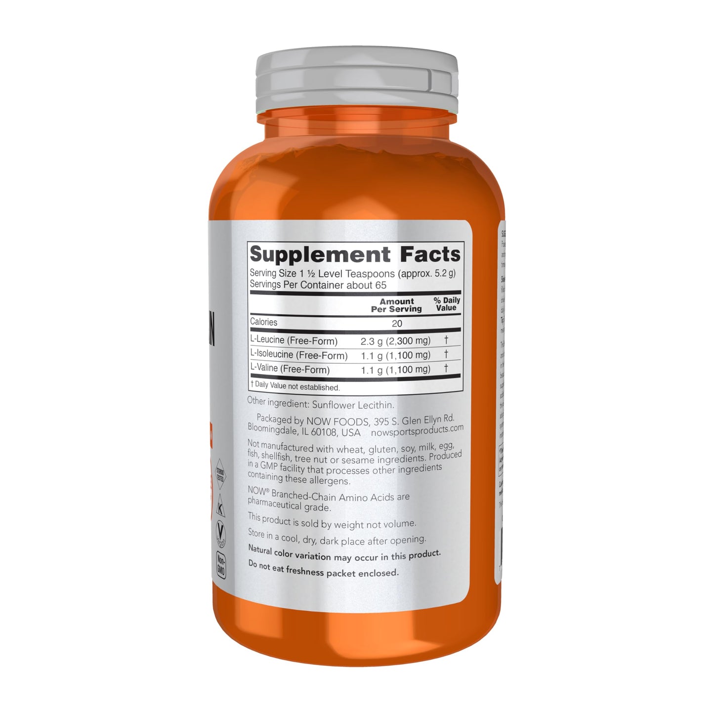 NOW Foods Branched Chain Amino Acids Powder with Leucine, Isoleucine, and Valine 12-Ounce
