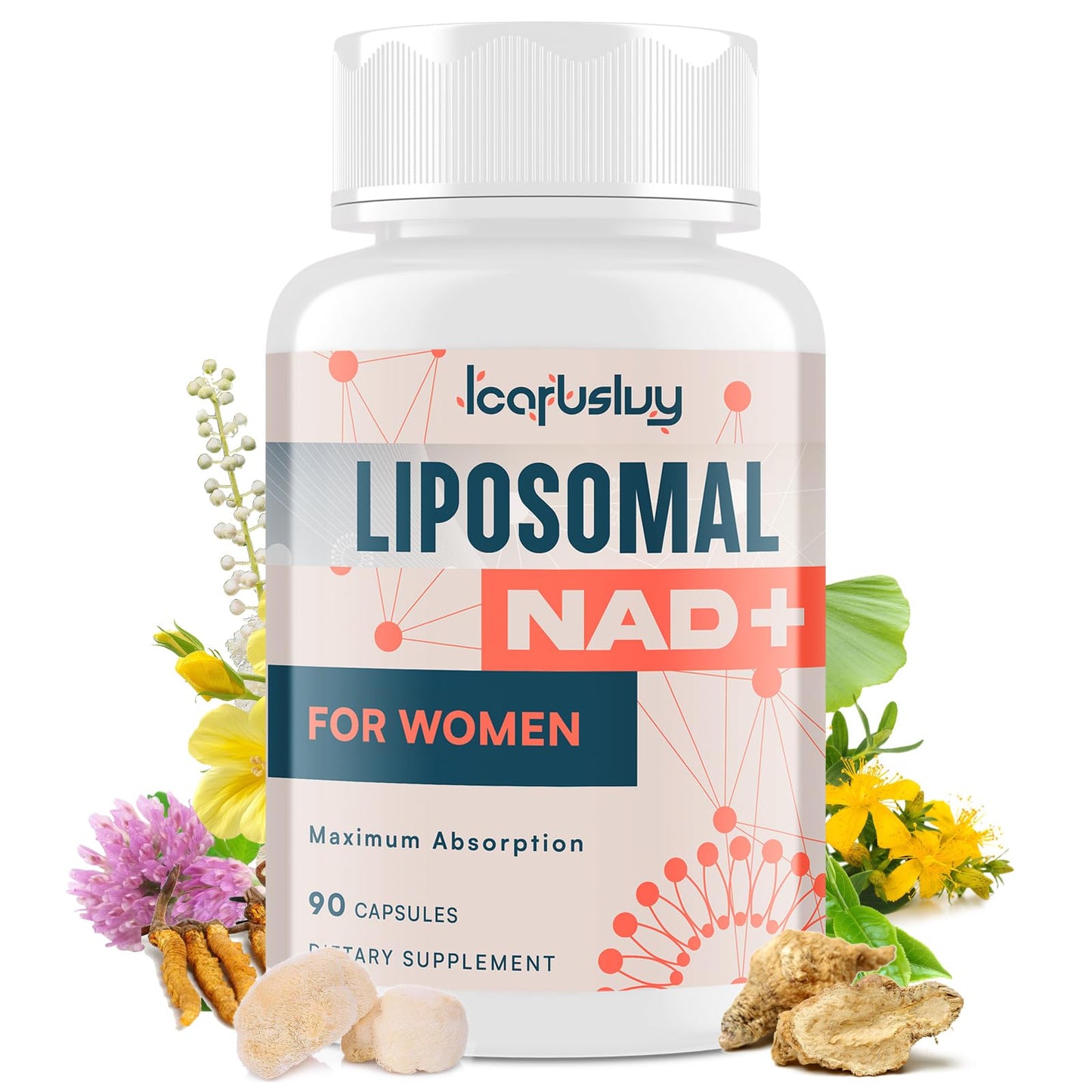 IcarusIvy NAD Supplements for Women 2000mg Liposomal NAD+, NMN Alternative, 90 Capsules
