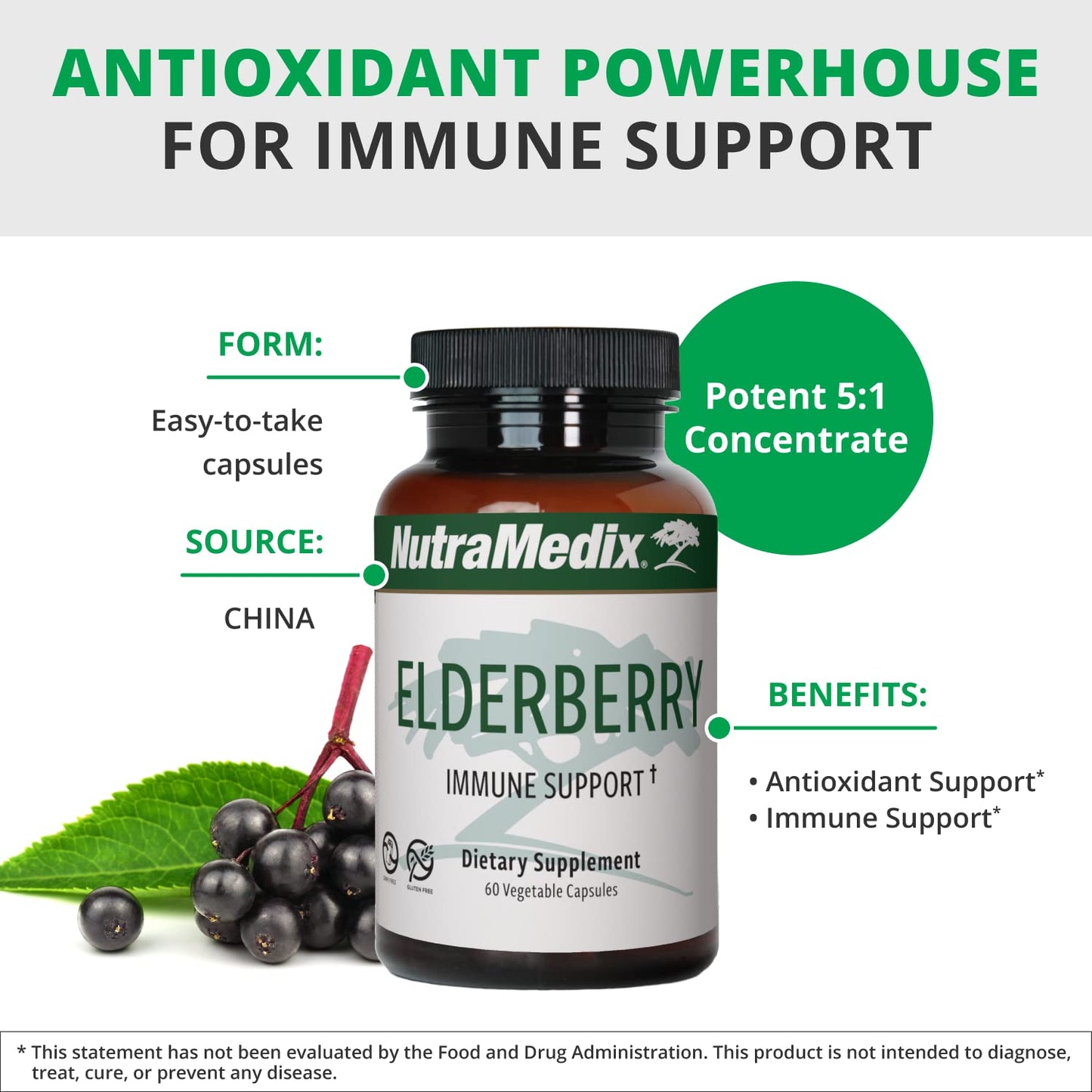 NutraMedix Elderberry Antioxidants Supplement Capsule, 60 Capsules
