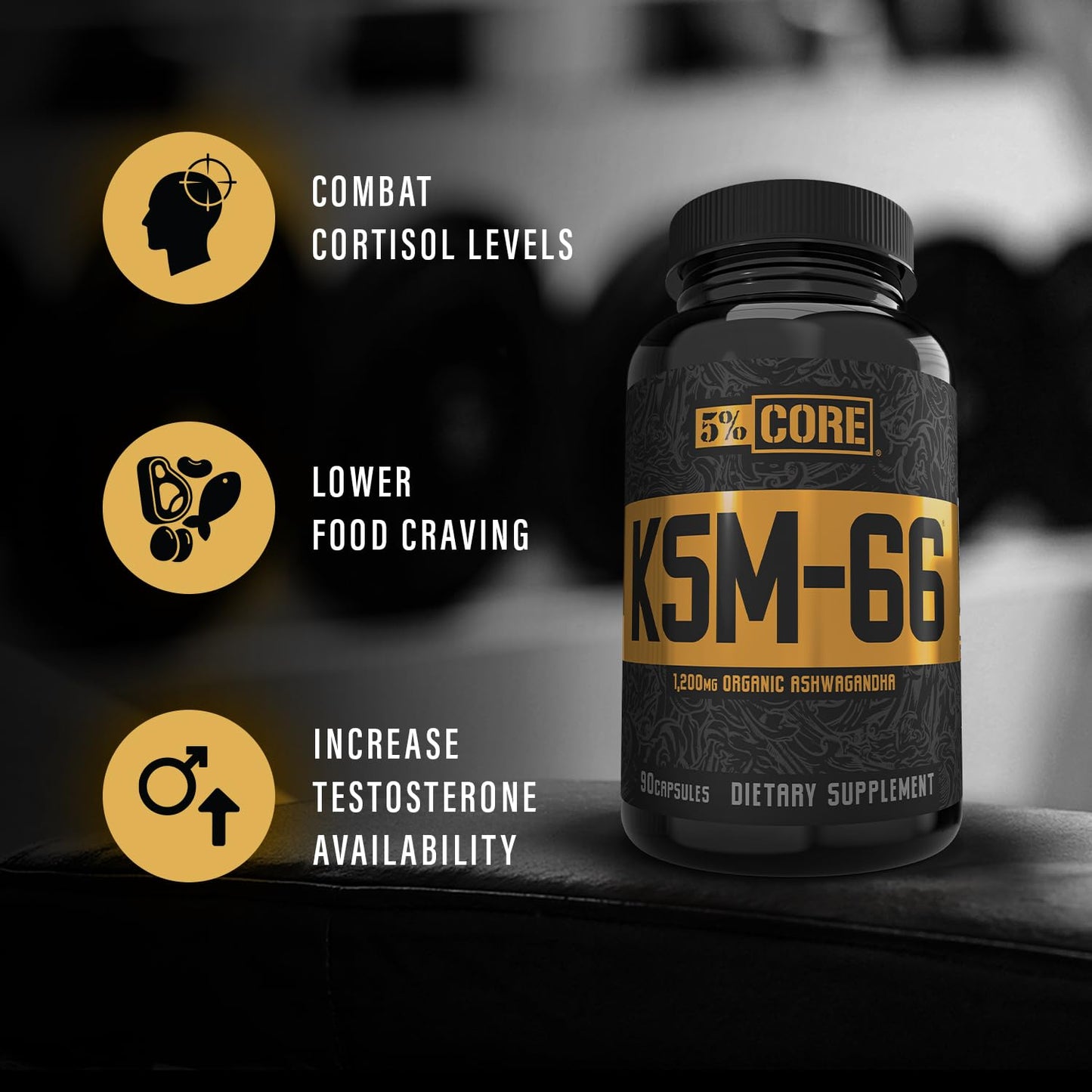 5% Nutrition Core KSM-66 Ashwagandha Capsules, 90 Count