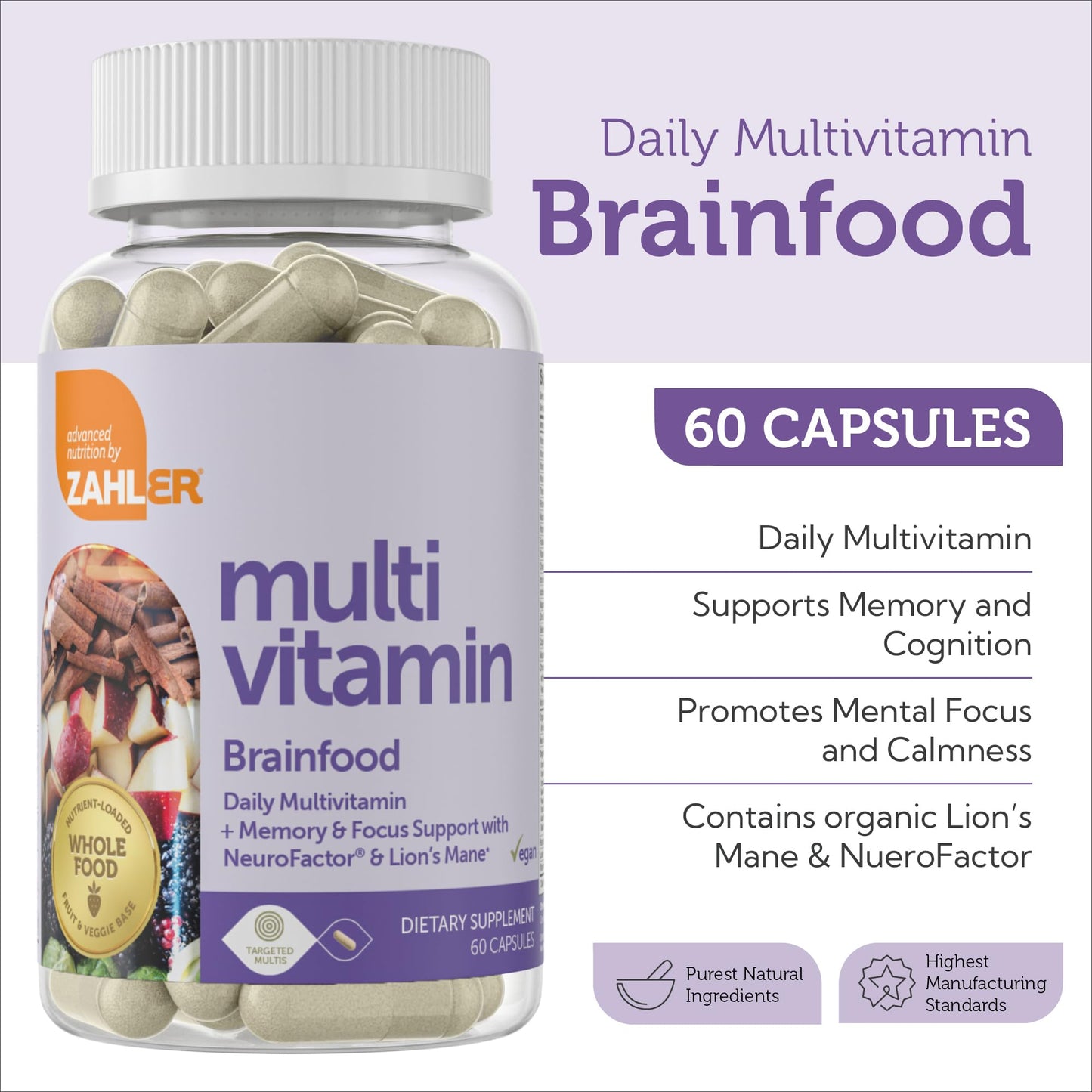 Zahler Multivitamin Brain Supplement Capsules 60 Count