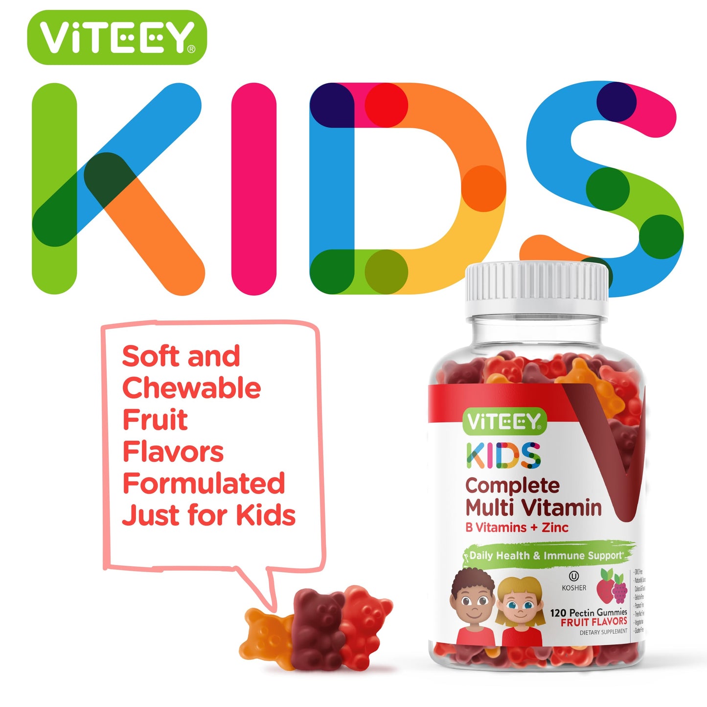 Viteey Kids Multivitamin Gummies 120 Count