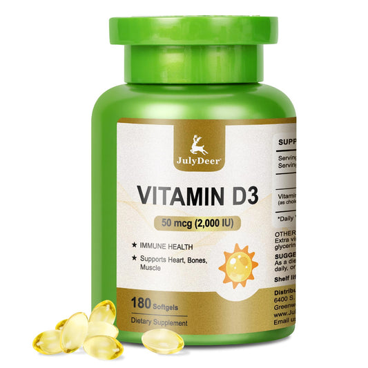 JulyDeer Vitamin D3 2000 IU (50 mcg) Softgels 180