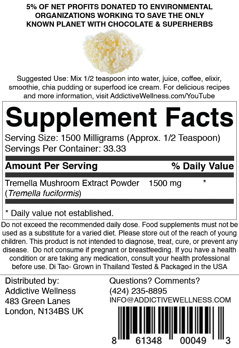 Addictive Wellness Tremella Mushroom Extract Powder 1.76 oz