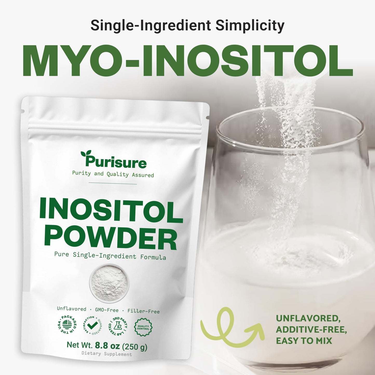 Purisure Inositol Powder, 8.81 Ounce