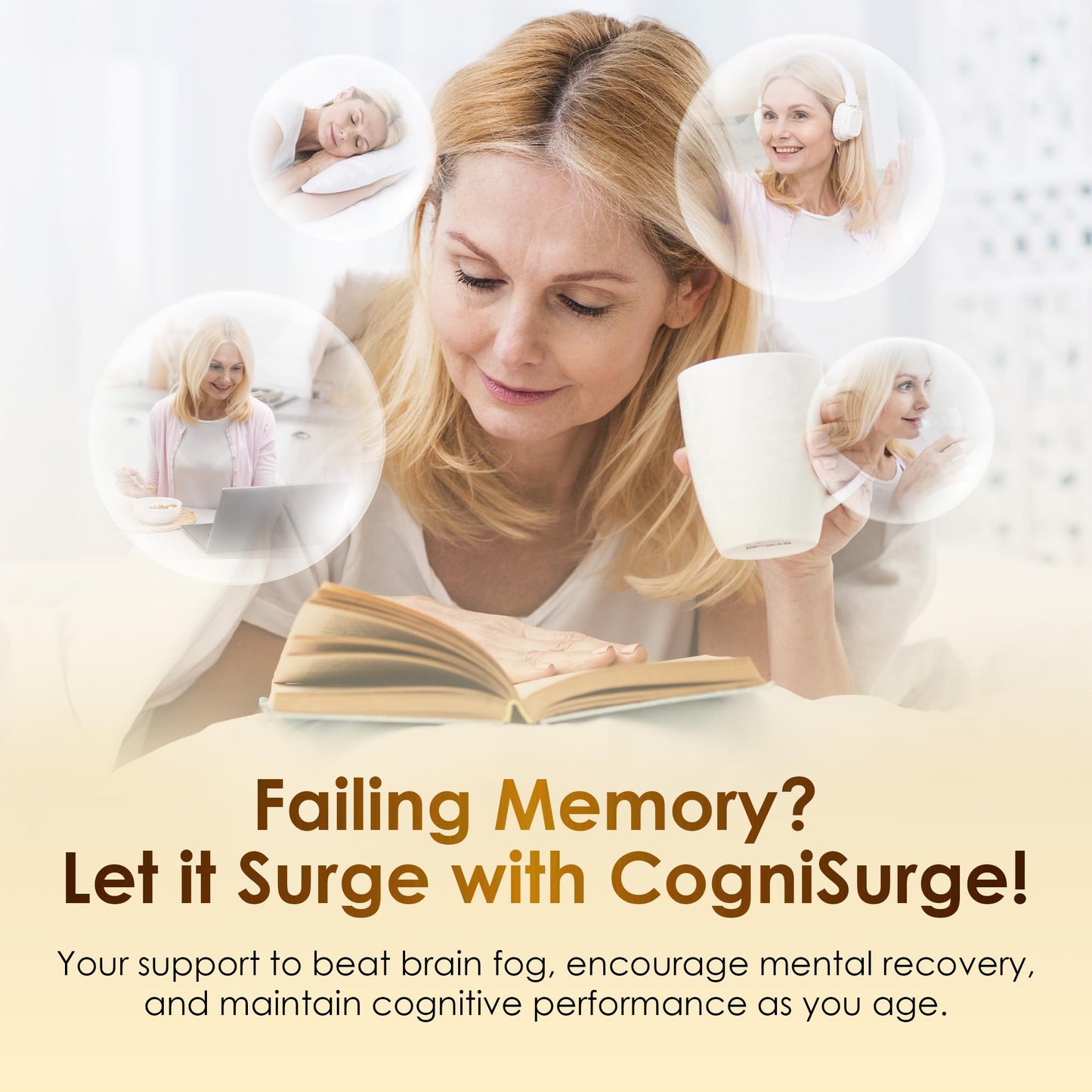 Nutraville CogniSurge Nootropics Brain Support Supplement for Memory and Focus 180 Capsules