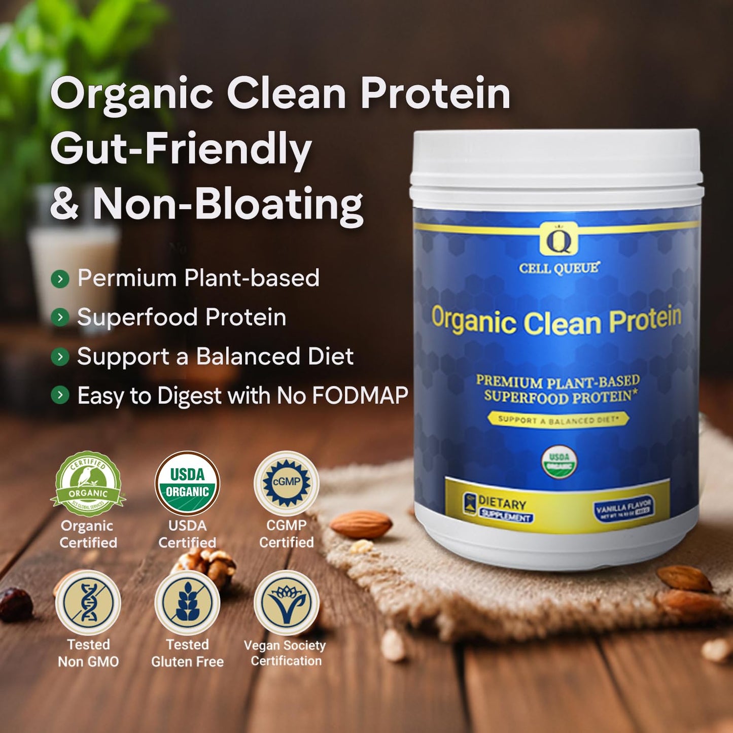 Cellqueue Organic Vegan Protein Powder, 5-Pack