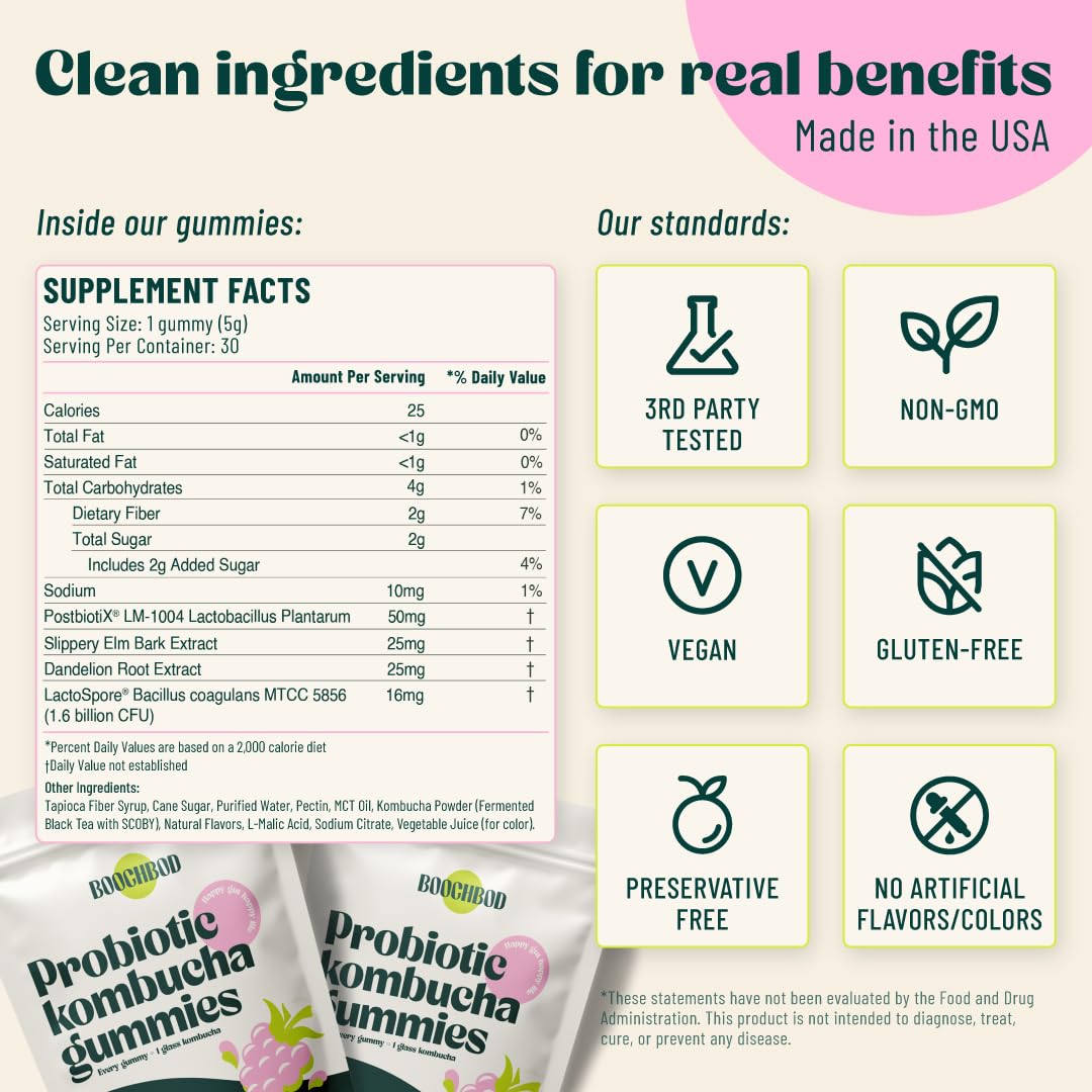 BoochBod Probiotic Kombucha Gummy 120 Gummies
