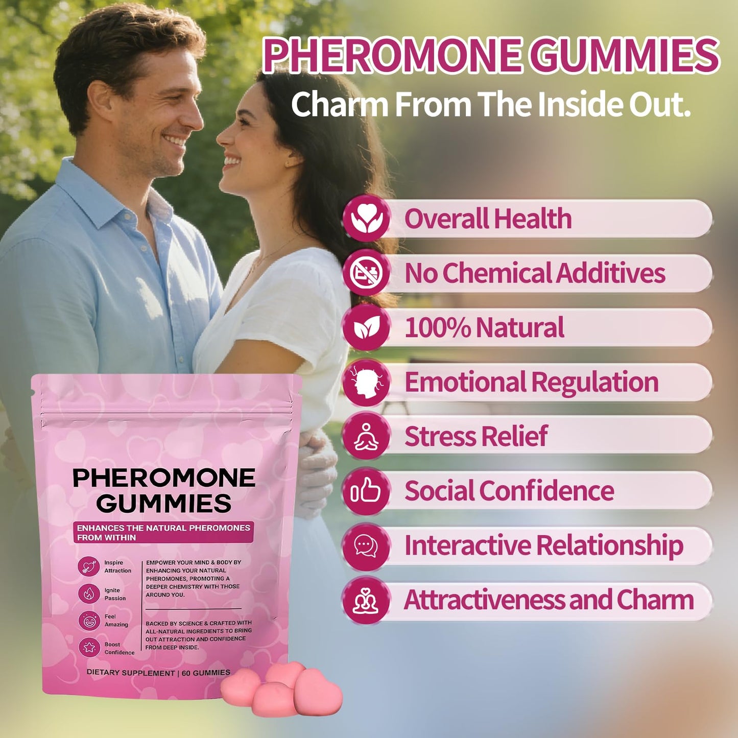 Garlicoccc Pheromone Gummies with Slippery Elm for Women, 60 Gummies