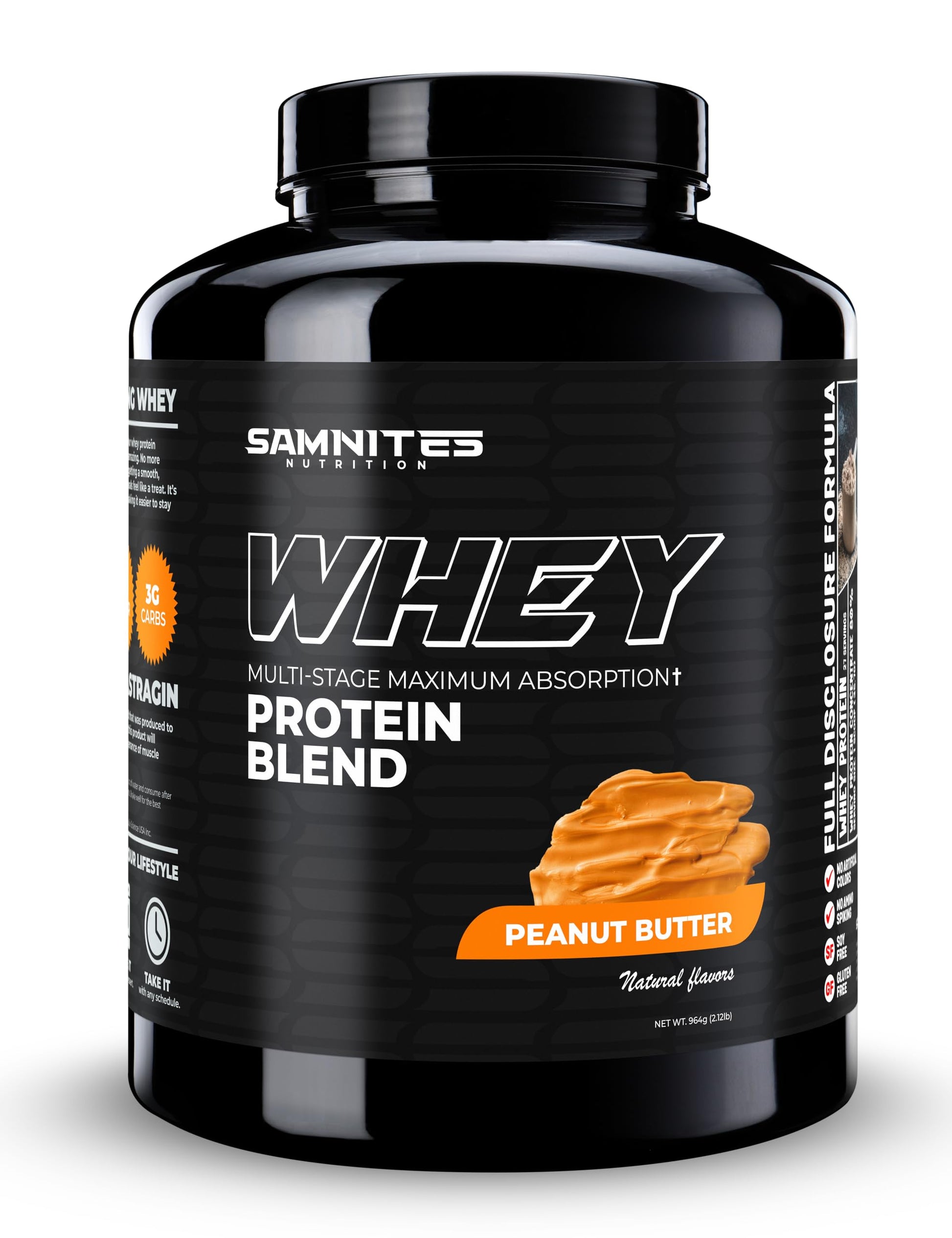Samnites Nutrition Whey Protein Blend, Peanut Butter Cereal Protein Powder, 30.47 oz