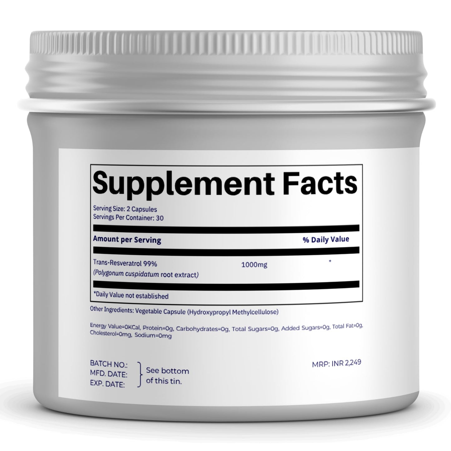 FOLIUS LABS Ultra High Purity Resveratrol Capsules 60 Count