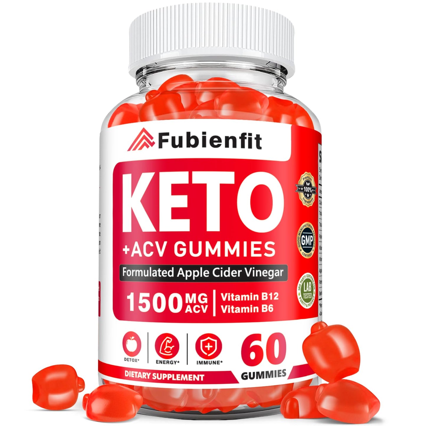 Fubienfit Keto ACV Gummies for Women - Apple Cider Vinegar Gummies with Mother, Gummy, 60 Count