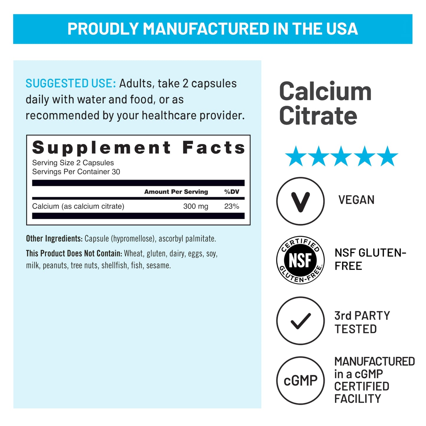 NatureWise Calcium Citrate 300mg Capsules, 60 Count