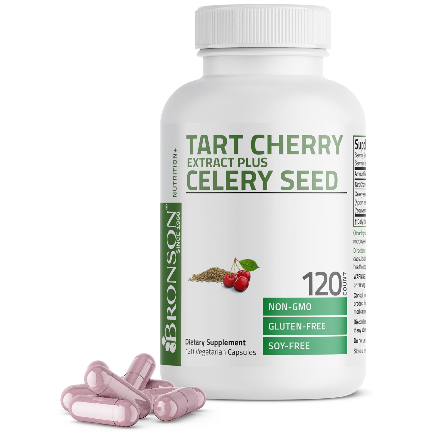 Bronson Tart Cherry Extract + Celery Seed Vegetarian Capsules 120 Count