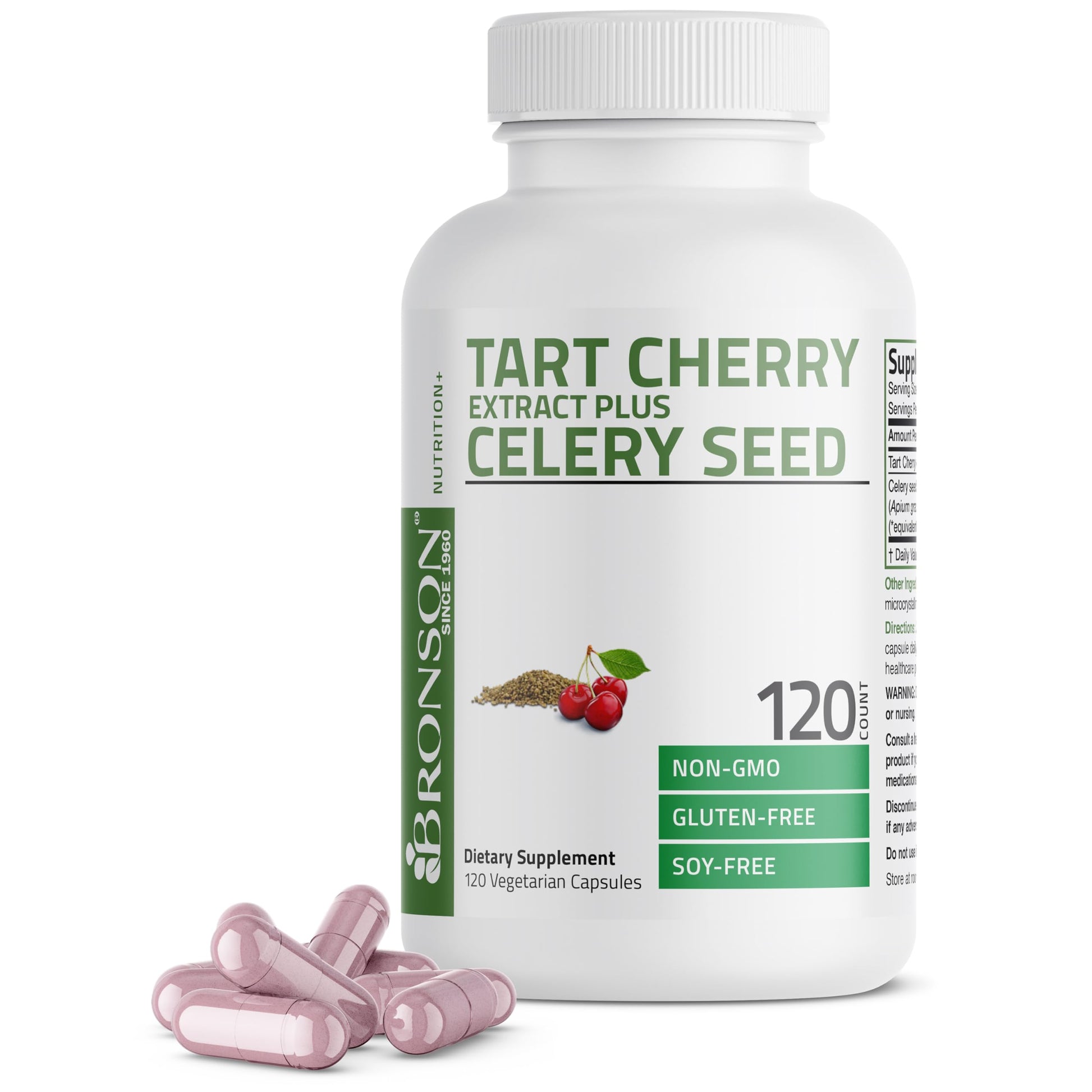 Bronson Tart Cherry Extract + Celery Seed Vegetarian Capsules 120 Count